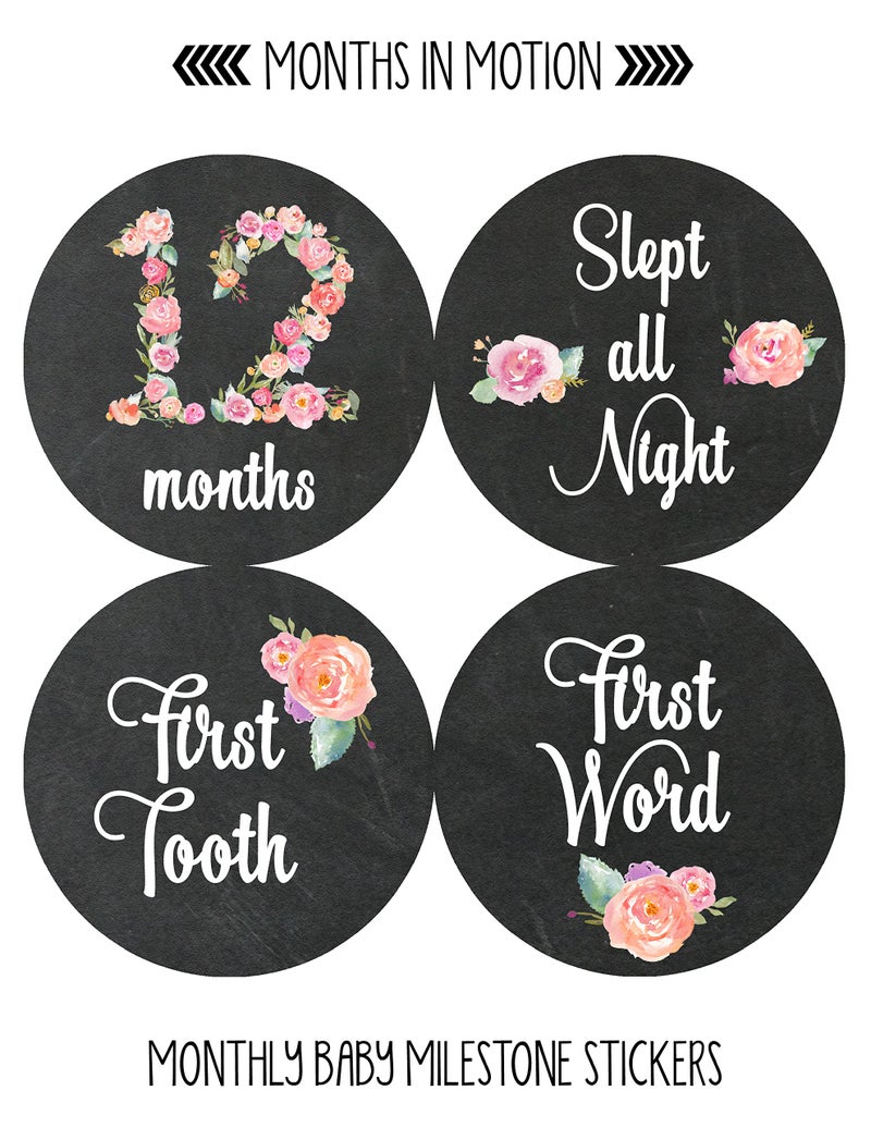 Months in Motion Baby Monthly Stickers - Baby Milestone Stickers - Newborn Girl Stickers - Month Stickers for Baby Girl - Baby Girl Stickers - Newborn Monthly Milestone Stickers - Set of 20 - Image 5
